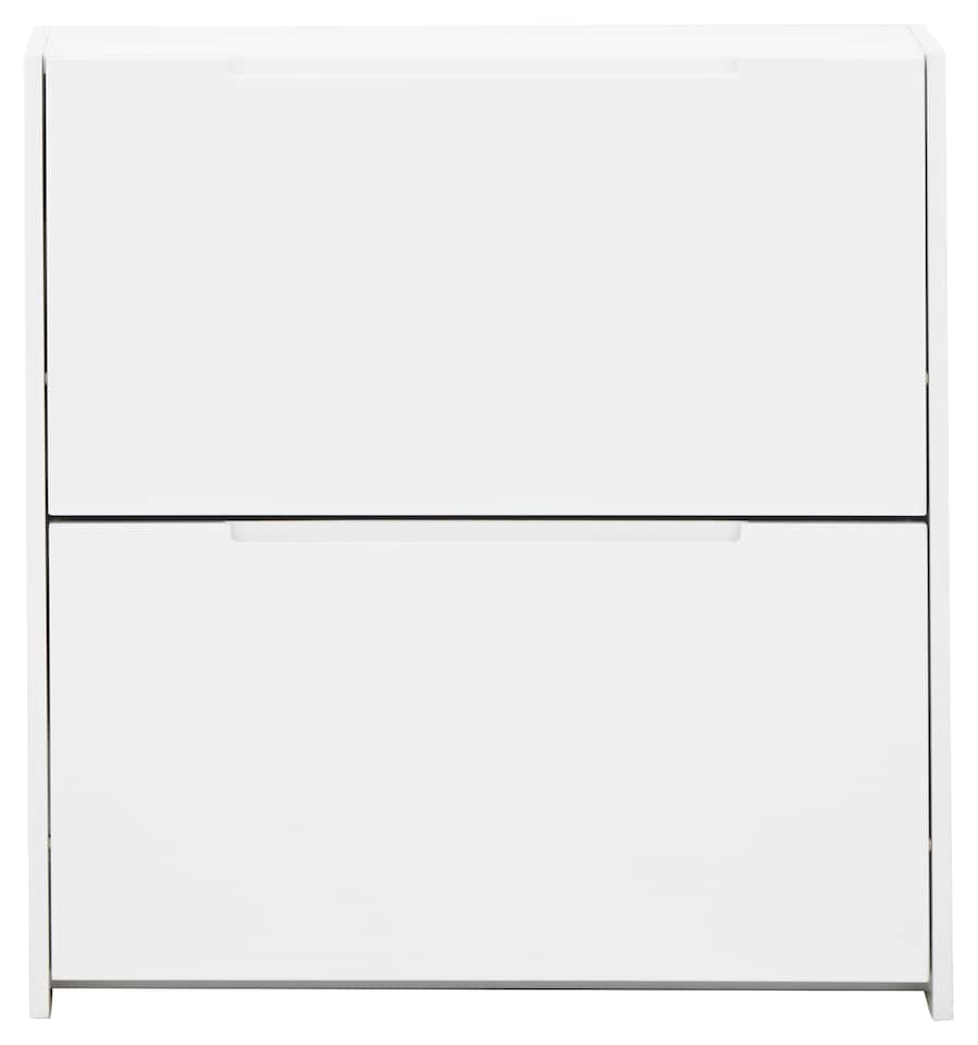 image 1 of Narrow High Gloss 2 Tier Shoe Cabinet | White | White