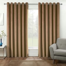 Homescapes Thermal 100% Blackout Beige Velvet Curtains - 66 x 54" Cream