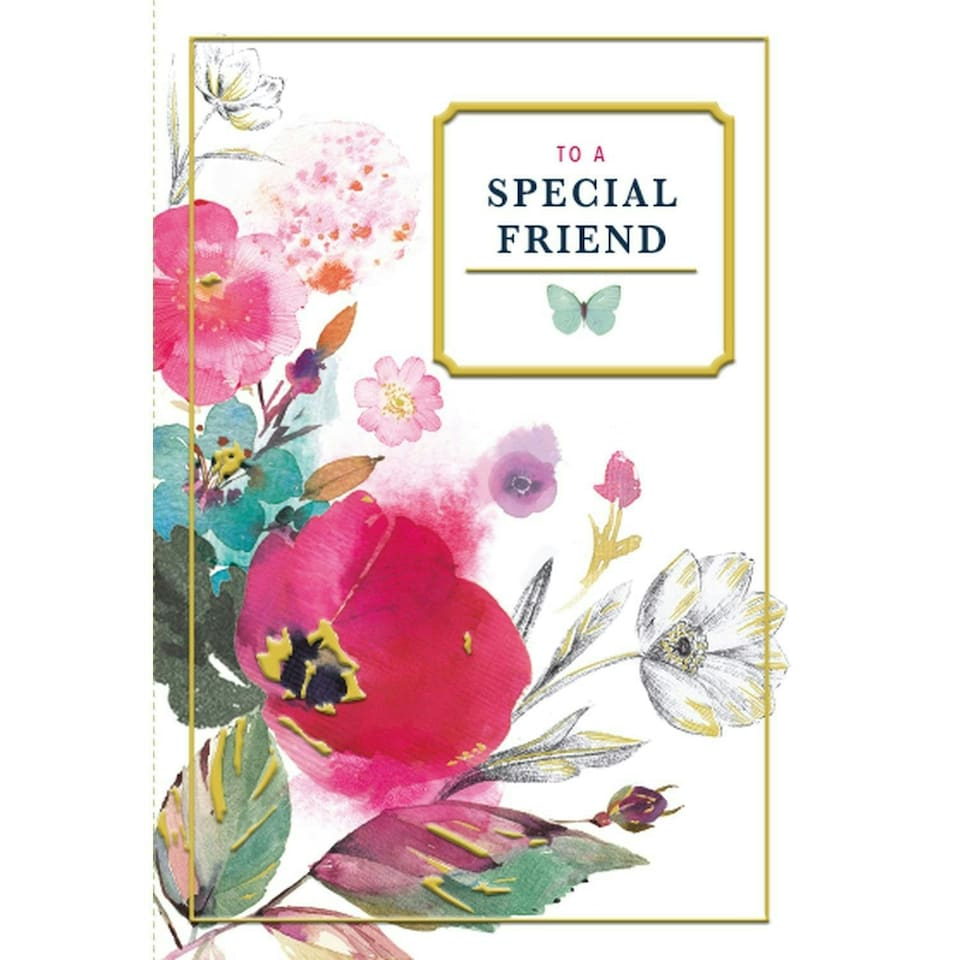 Words 'n' Wishes Traditional Female Friend Artistic Birthday Card from The Little Things Range - Bright Flowers - Foil Finish