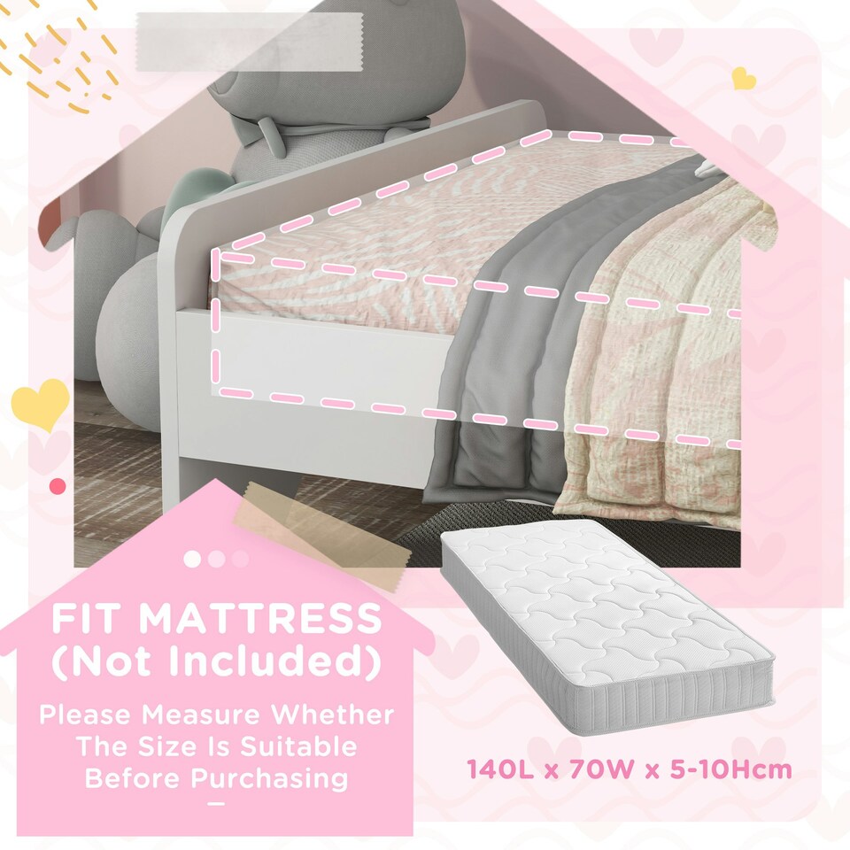 image 1 of ZONEKIZ Unicorn-Designed Toddler Bed, Kids Bedroom Furniture - White