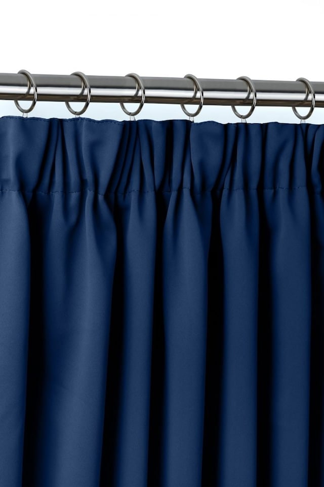 image 1 of Essential Woven Thermal Blackout Pencil Pleat Curtains 228cm x 228cm Navy | Blue | Blue
