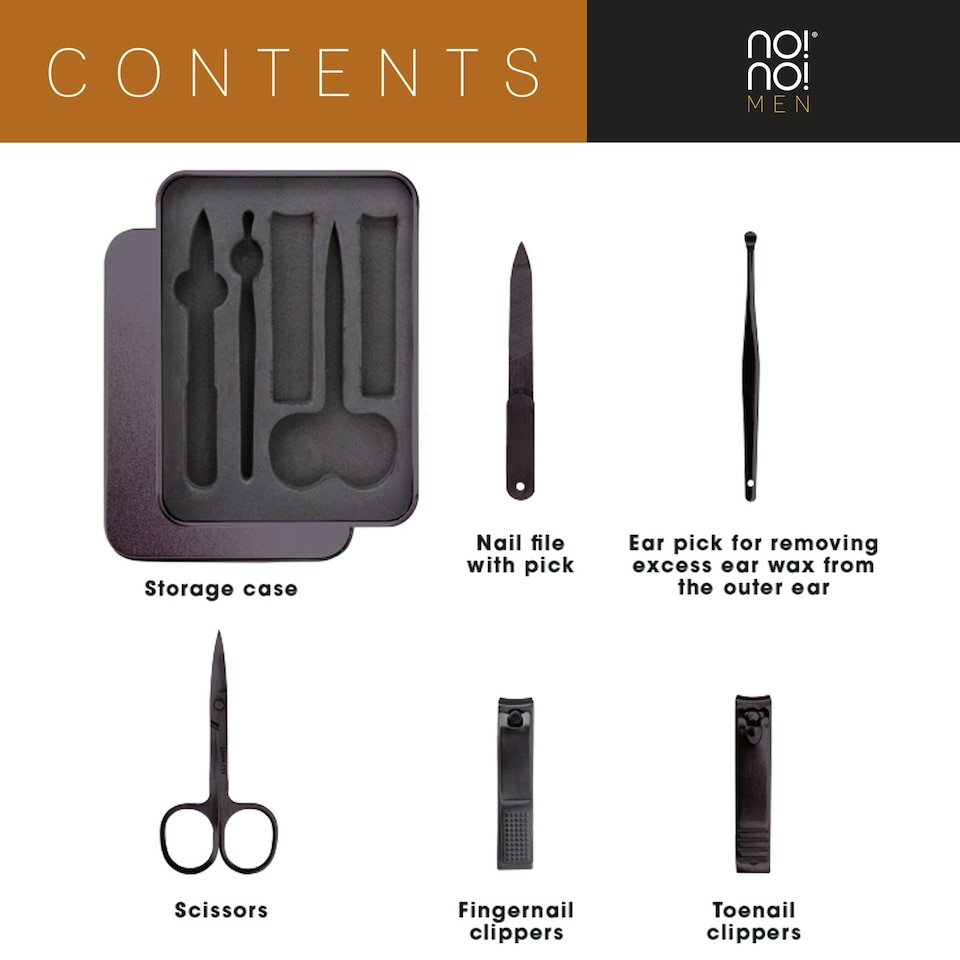 image 1 of No!No! Men's Nail Grooming Kit Black