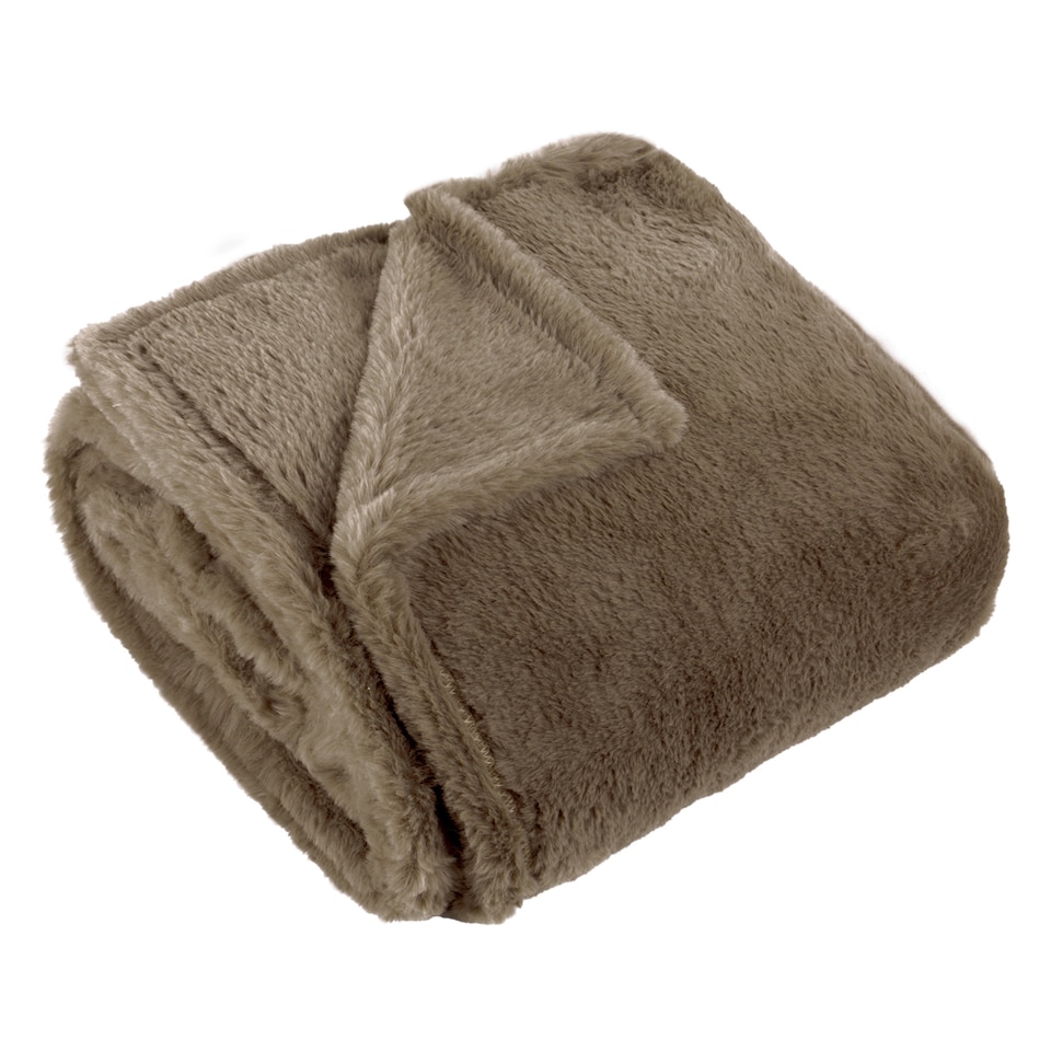 image 1 of Furn Kallu Double-Sided Faux-Fur Throw | Red | Berry | 1