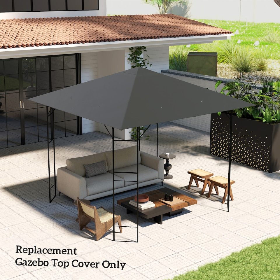 image 1 of Outsunny 3 x 3(m) Gazebo Canopy Replacement Cover with Drain Holes, Grey