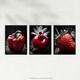image 5 of Set of 3 Red Apple Pepper Strawberry Black White Photograph Kitchen Wall Art Print A4