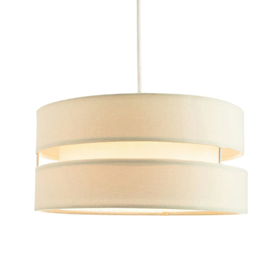 image 1 of Contemporary Quality Cream Linen Fabric Triple Tier Ceiling Pendant Light Shade