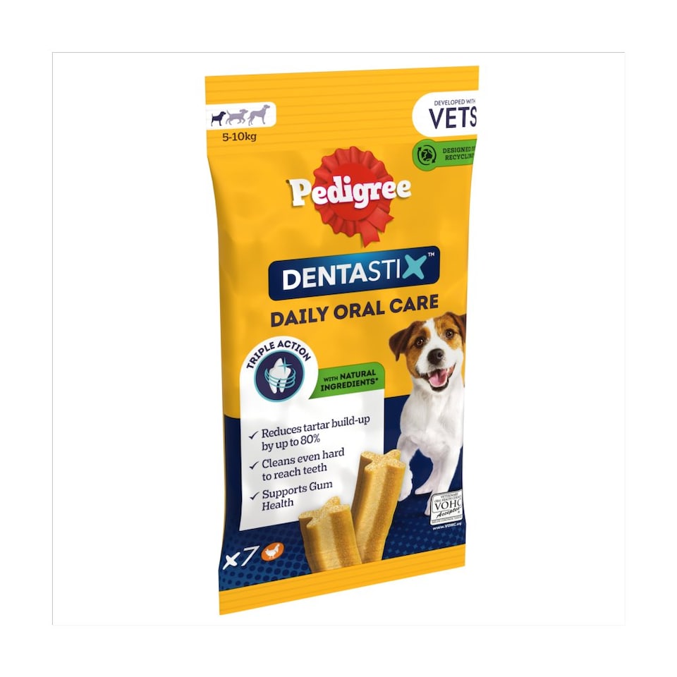 image 1 of Pedigree Dentastix Daily Adult Small Dog Treats 7 x Dental Sticks 110g (Pack of 10)