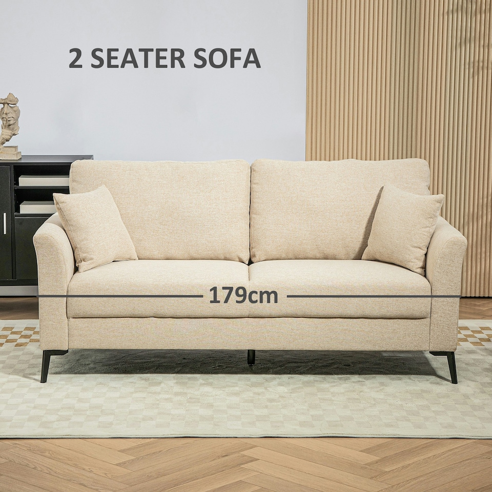 image 1 of HOMCOM Modern 3 Seater Sofa, Linen Fabric Sofa Couch Living Room Beige White