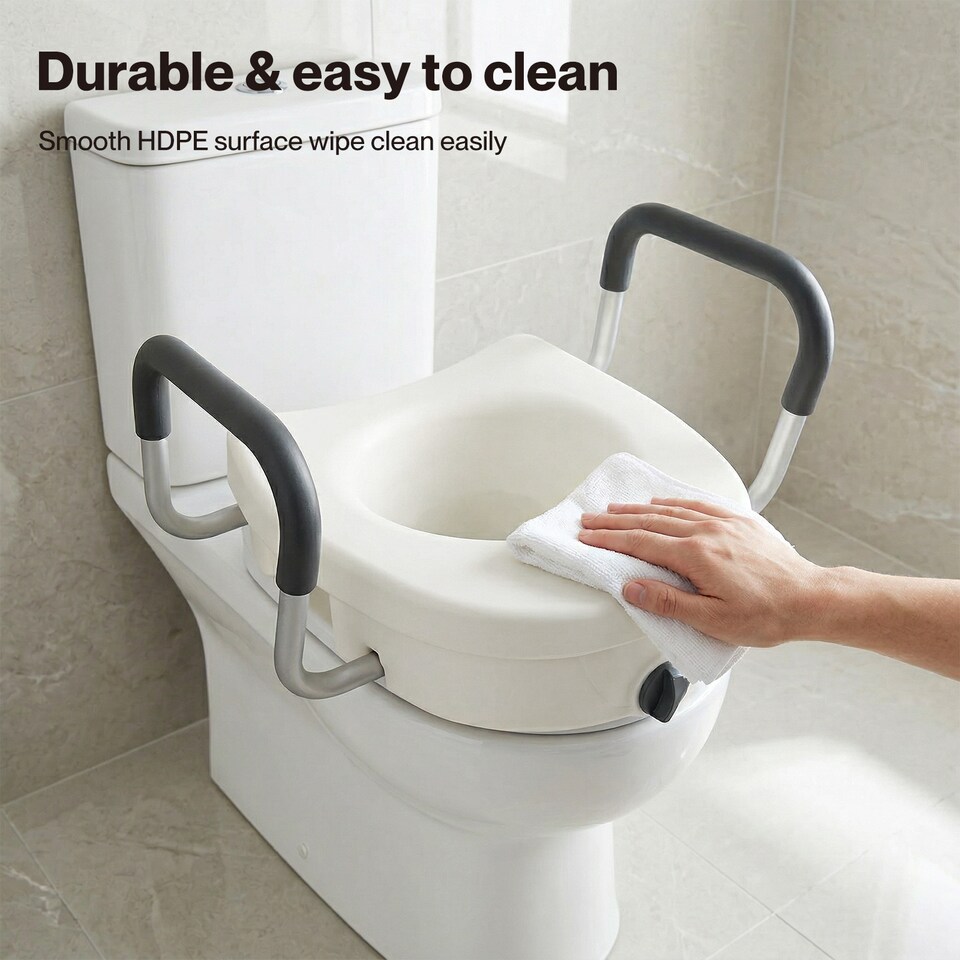 image 1 of Levede Raised Toilet Seat 12cm Riser with Adjustable Arms for Elderly Disabled