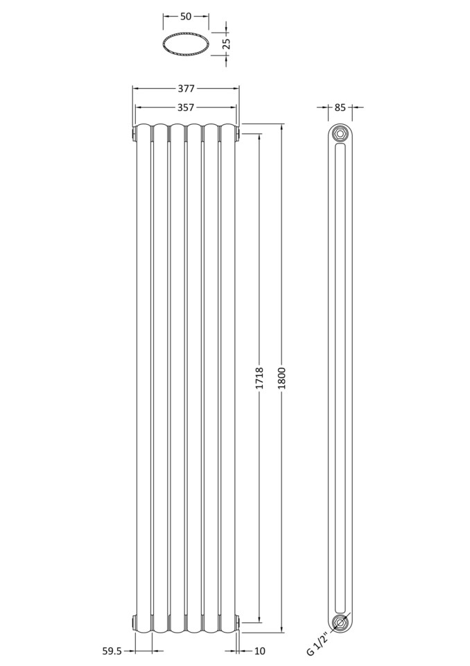 image 1 of Aspire Vertical Double Panel Radiator 1800mm x 383mm - Gloss White | White | Gloss White | 1