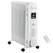 HOMCOM 2500W Oil Filled Portable Radiator Heater w/ Remote Control - Black