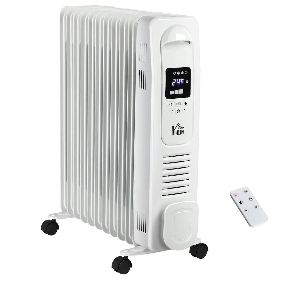 image 1 of HOMCOM 2500W Oil Filled Portable Radiator Heater w/ Remote Control - Black