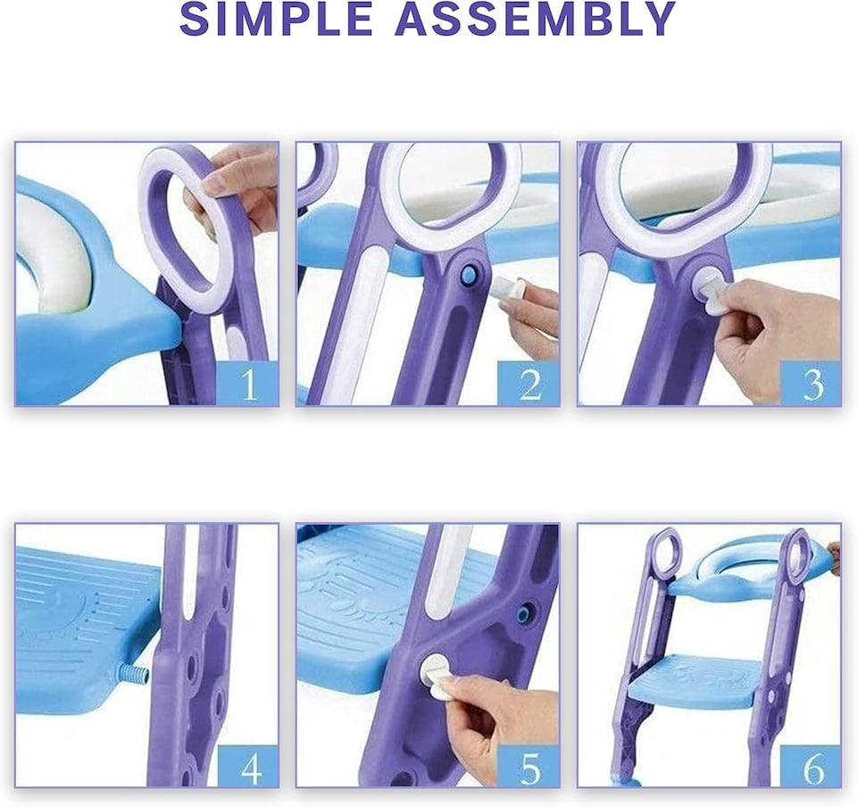 image 1 of Straame Toddler Toilet Training Ladder, Adjustable Potty Seat (Blue-Purple)