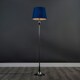 image 3 of ValueLights Modern Polished Chrome Spindle Design Floor Lamp With Navy Blue Shade