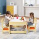 image 3 of COSTWAY Kids Table Chair Set with Double Storage Box Cream