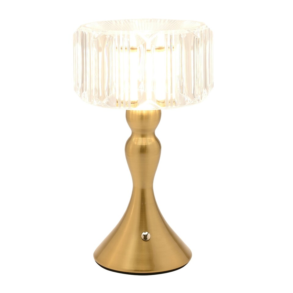 image 1 of Hestia Crystal Effect USB Touch Table Lamp with Curved Bronze Base