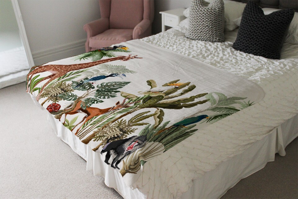 image 1 of Tropical Animals Blanket | Multi