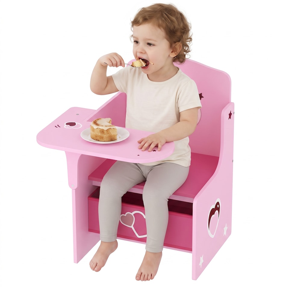 image 1 of AIYAPLAY Kids Table and Chair Set, Toddler Desk Chair with Storage Bins