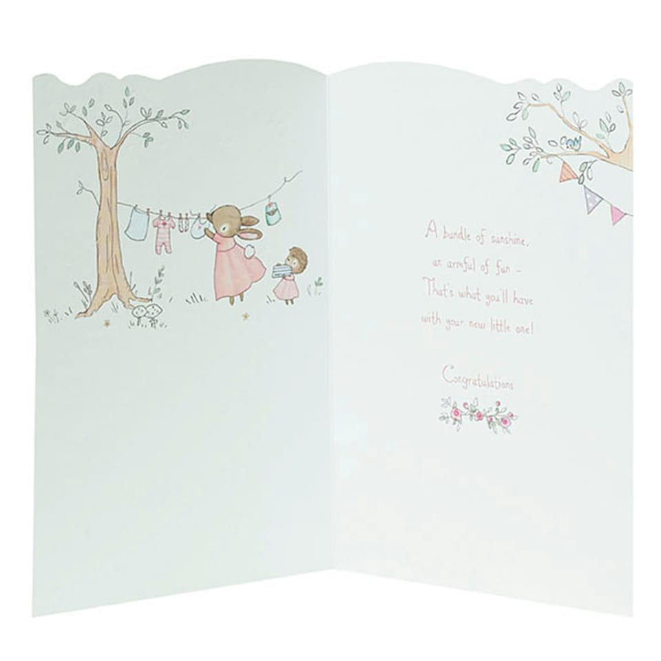 image 1 of Girl Birth Congratulations Card - Cute Animals