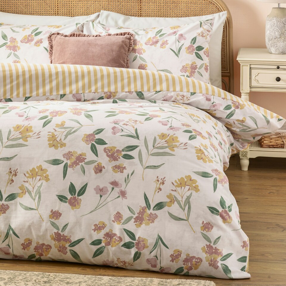 image 1 of Wylder Betsie Printed Reversible Double Duvet Cover Set Yellow | Double