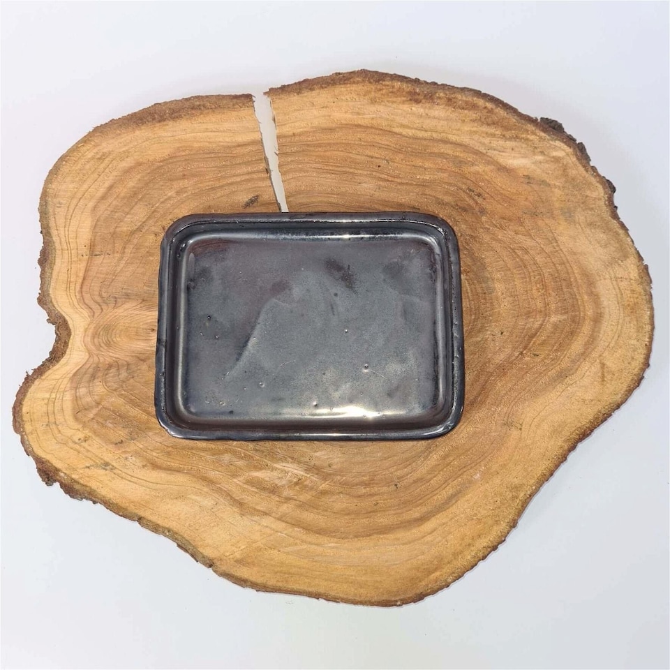 Yorkshire Bonsai 18cm Glazed Drip Tray Rectangle Silver