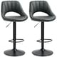 image 1 of HOMCOM Bar Stools Set of 2, Swivel Barstools with Adjustable Height, Backrest and Footrest,  Modern PU Leather Upholstered Breakfast Bar Chairs for Kitchen Island, Counter, Dining Room, Grey