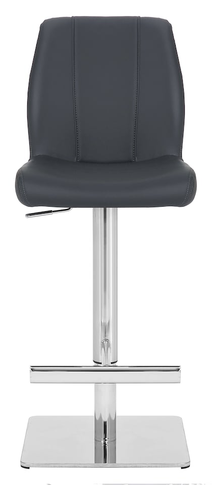 image 1 of Ravenna Deluxe Breakfast Bar Stool, Chrome Footrest, Height Adjustable Swivel Gas Lift, Home Bar & Kitchen Leather Barstool, Grey