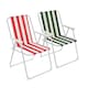 image 1 of Harbour Housewares Folding Metal Beach Chairs - Red/Green Stripe - Pack of 2 | Multi | Multi