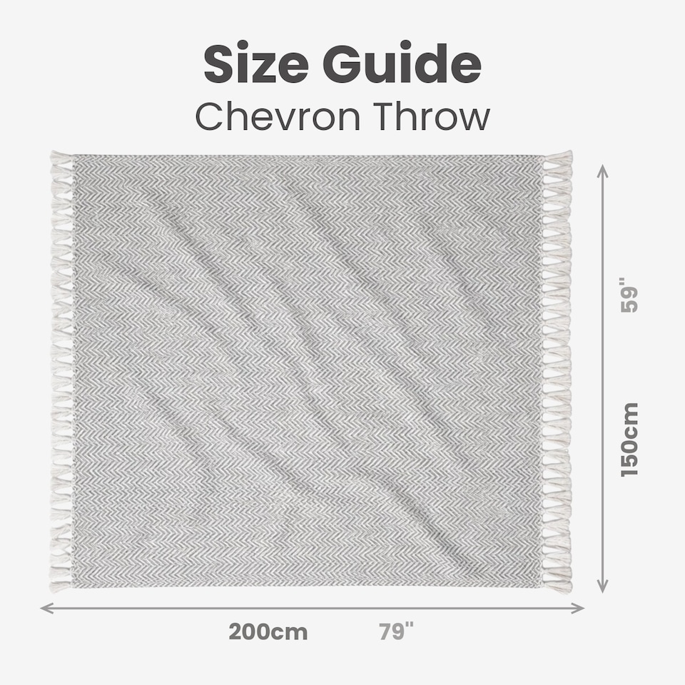 image 1 of Large Cotton Chevron Herringbone Sofa Throw Blanket - 150 x 200cm | Silver | Light Grey | One Size | 1