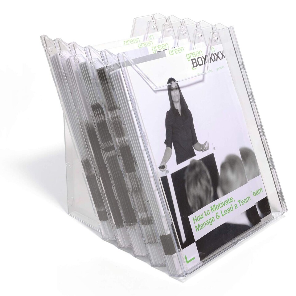 image 1 of Durable COMBIBOXX 5 Literature Tray | Stand & Wall Mount | A4 Portrait | Clear