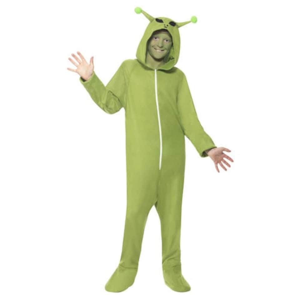 image 1 of Alien Green One Suit Fancy Dress Costume Kids Unisex Medium - Age 7-9