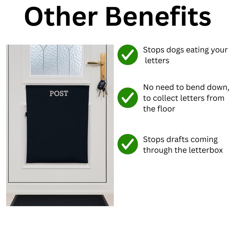 image 1 of Letter Box Catcher [Grey] - Post Catcher for Letterboxes Indoor, No Tools or Screws Needed - 52 x 40 cm Dog Proof Mail Catchers Bag, Grey Letter Box for Front Door