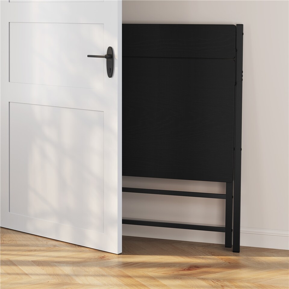 image 1 of Yaheetech 2-Tier Foldable Computer Desk with Monitor Shelf-Black | Black | Black | 106.5 cm L × 60.5 cm W × 90 cm H | 1