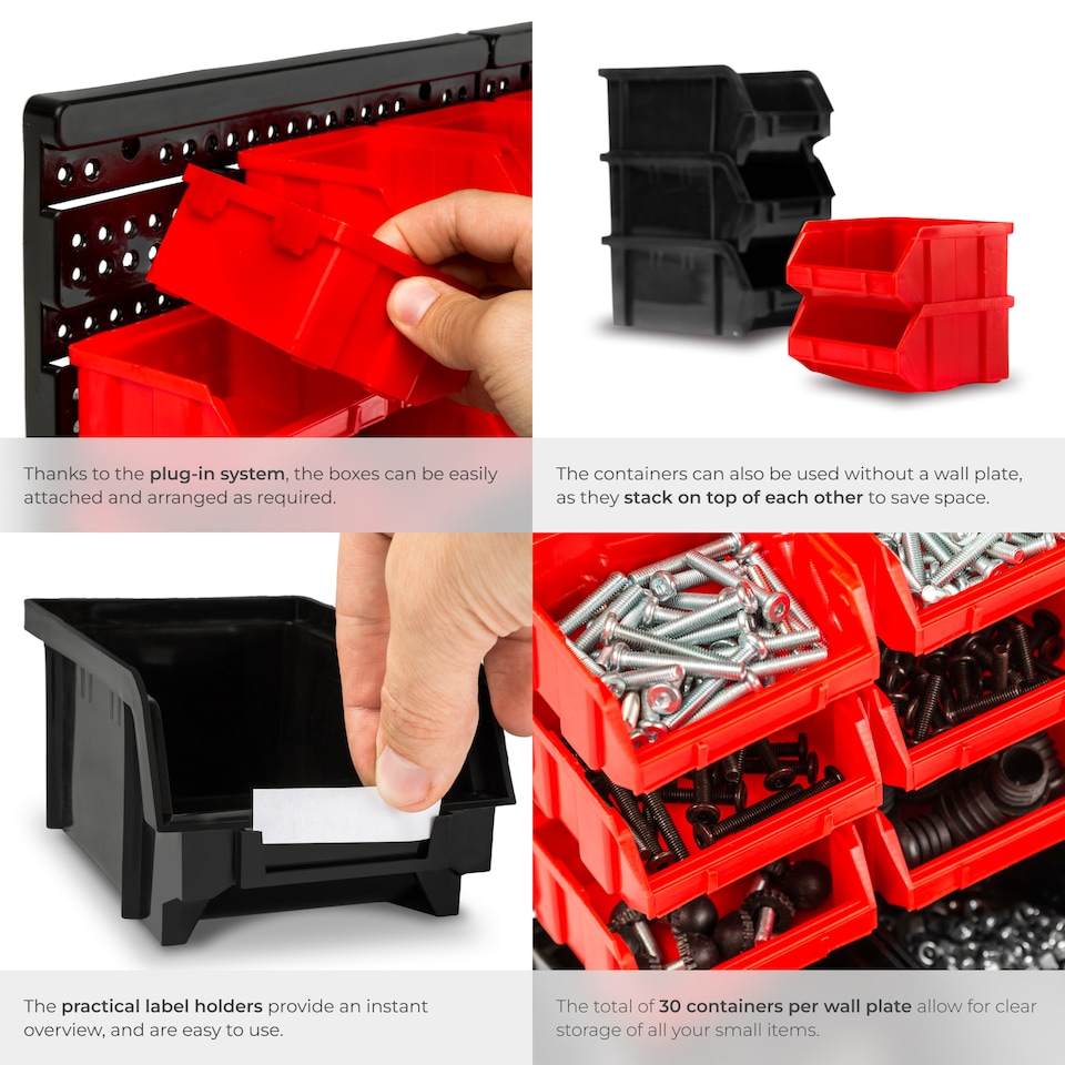 image 1 of Shelving Storage Boxes Small Parts Rack 12 Large 18 Medium Compartments | Black | black | 64 x 17,50 x 38 cm | 1