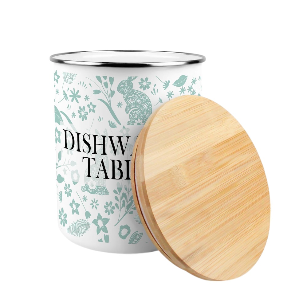 image 1 of Green Wild Rabbits Dishwasher Tablets Storage Tin