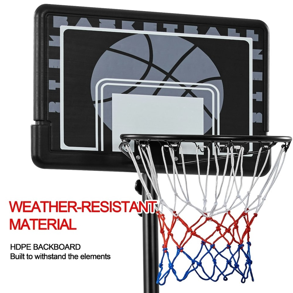 image 1 of Yaheetech 2.19-2.49M Height-Adjustable Basketball Hoop Black
