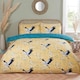 image 1 of Cranes Floral Polyester Reversible Duvet Cover Set with Pillowcase Yellow | Single