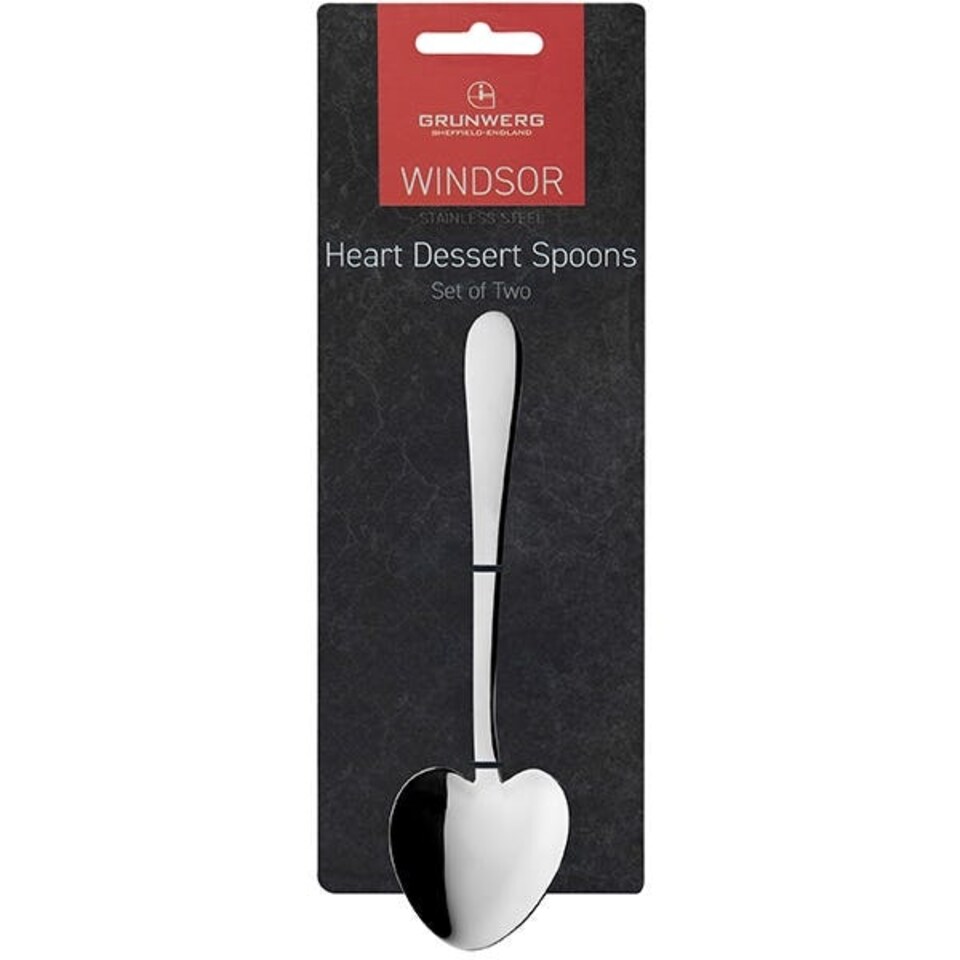 image 1 of Grunwerg Windsor Set Of 2 Heart Dessert Spoon