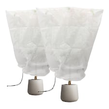 Harbour Housewares Plant Fleece Frost Protection Covers with Drawstring - 0.8M x 1.2M - Pack of 2 | White | White