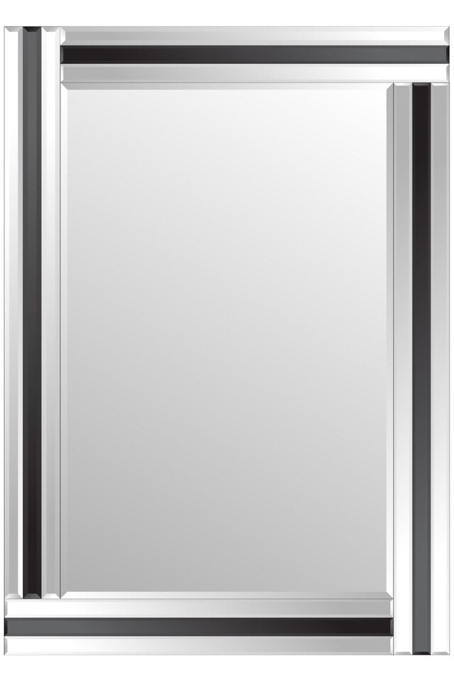 image 1 of Dalton Large Black + Silver Bevelled Triple Edge Wall Mirror 144 x 115.5cm | Black