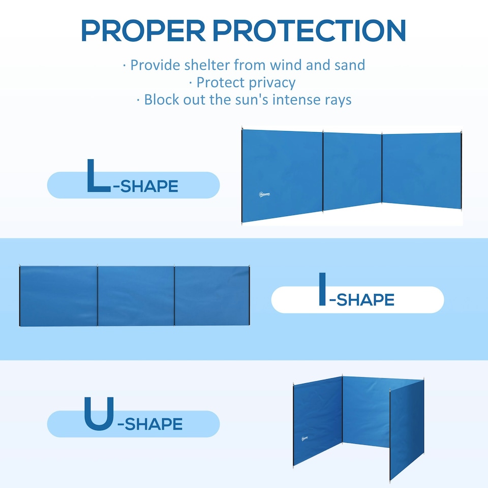 image 1 of Outsunny Camping Windbreak Portable Wind Blocker Privacy Wall, 540cm x 150cm