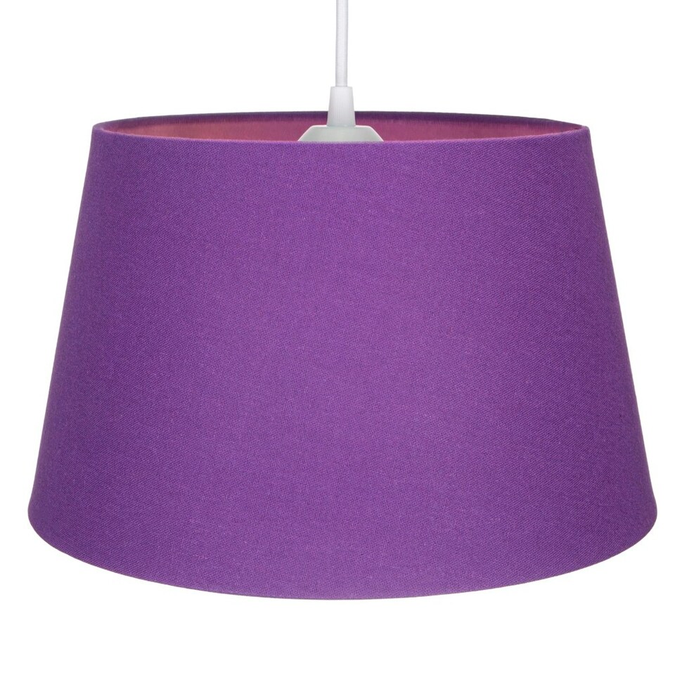 image 1 of Traditional 30cm Purple Linen Fabric Drum Table/Pendant Shade 60w Maximum