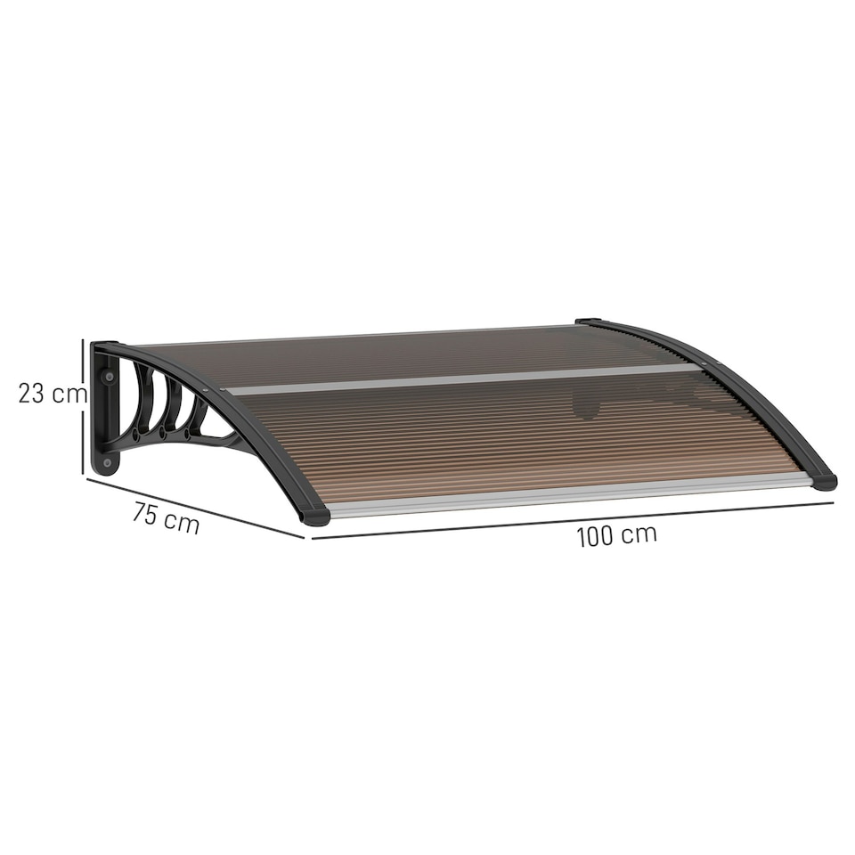 image 1 of Outsunny Outdoor Window Door Canopy Fixed Awning Porch UV Water Cover Brown Brown | Brown