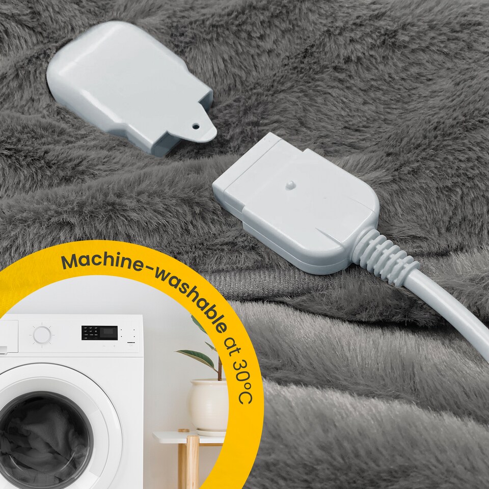 image 1 of Cosi Home Faux Fur Electric Heated Throw - Grey