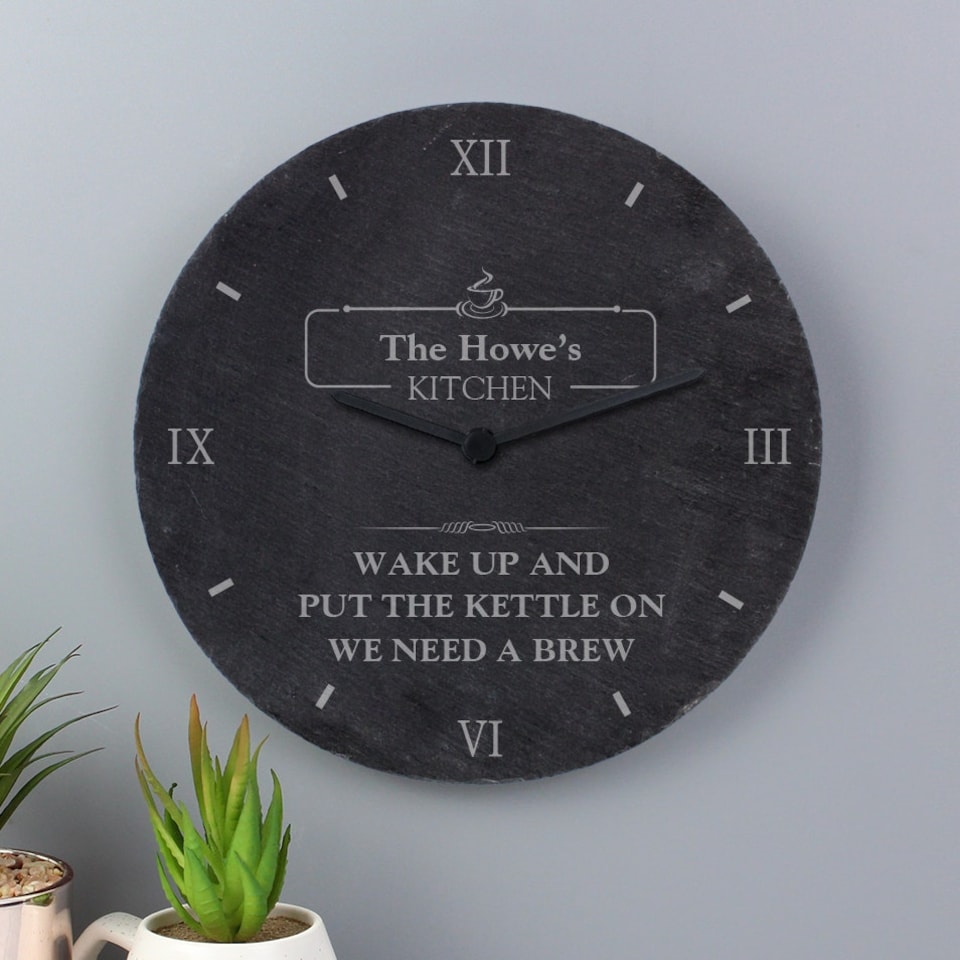 image 1 of Personalised Kitchen Slate Clock