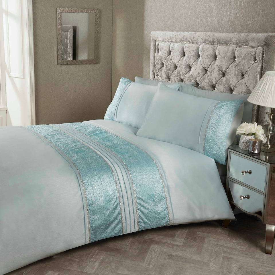 image 1 of Aurora Floral Polycotton Fabric Duvet Cover Set with Pillowcase Gold | Super King