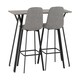 image 2 of Quebec Bar Table Set - Concrete Effect/Black/Grey Faux Leather Grey