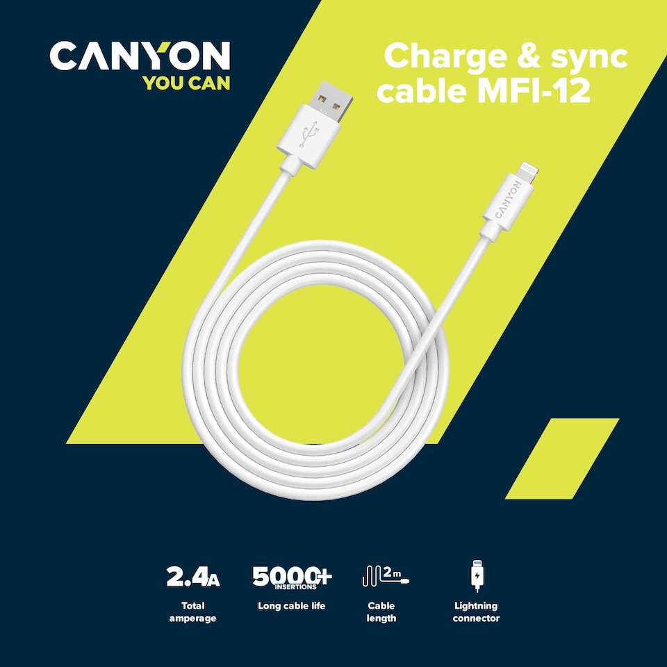 image 1 of Canyon MFI Lightning Cable 2m Black