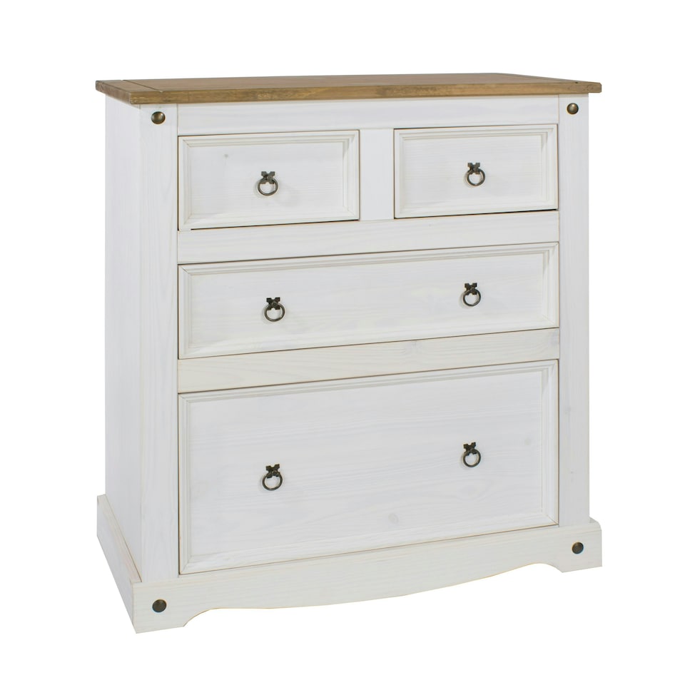 image 1 of Core Products Corona White, 2+2 Drawer Chest H103.8cm x W91cm x D47cm White