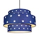 image 2 of Triple Tier Midnight Blue Cotton Fabric Childrens Pendant Shade with Stars Decor | Blue